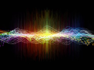 Dalga fonksiyonu serisi. Soyut renkli sinüs titreşimler, ışık ve ses ekolayzer, müzik konusunda fraktal öğeleri yapılmış tasarım spektrum ve kuantum olasılık