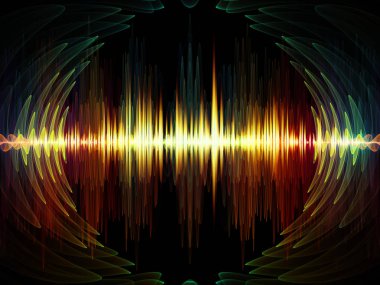 Dalga fonksiyonu serisi. Renkli sinüs titreşimlerin tasarlamak zemin, ışık ve fraktal elemanları üzerinde ses ekolayzer, Resimler için müzik spektrum ve kuantum olasılık