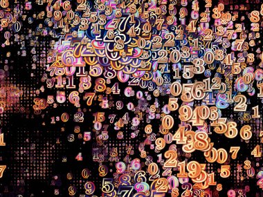 Numara dünya serisi. Basamak ve fraktal öğeleri bilim, eğitim ve modern teknoloji konuyla ilgili kompozisyon