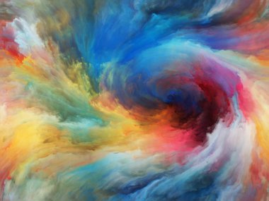 Girdap Döndürme ve Girdap serisi. Sanat, yaratıcılık ve hayal gücü konuları için tuval üzerinde yaratıcı renk ve hareket düzeni