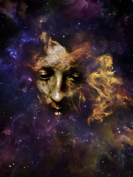 Das Universum Wird Sich Uns Erinnern Design Aus Frauengesicht Nebel — Stockfoto
