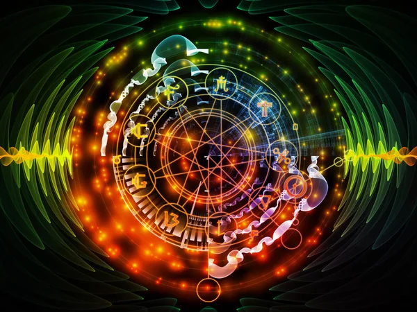 Astral Glow Serie Samenstelling Van Heilige Geometrie Lijnen Astrologie Symbolen — Stockfoto