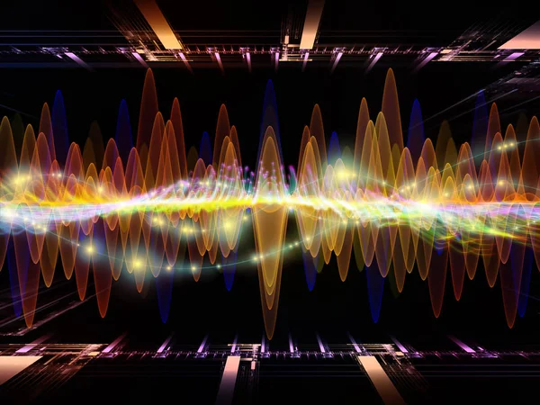 Wave Function Series Backdrop Composed Colored Sine Vibrations Light Fractal — Stock Photo, Image