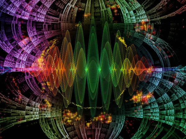 Seria Funkcji Falowych Tło Kolorowych Wibracji Sinusoidalnych Elementów Świetlnych Fraktalnych — Zdjęcie stockowe