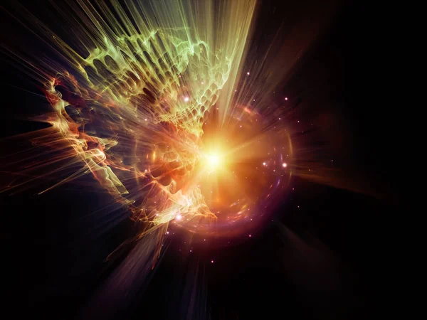 Geometrie Der Energiereihen Goldener Ausbruch Fraktaler Strukturen Und Lichter Zum — Stockfoto