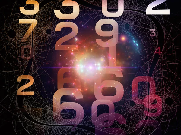 Math of Reality series. Background design of numbers, lights and fractal patterns on the subject of mathematics, education and science