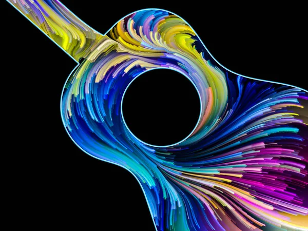 Serie Símbolos Musicales Pintados Esbozos Guitarra Rayas Multicolores Sobre Temas — Foto de Stock