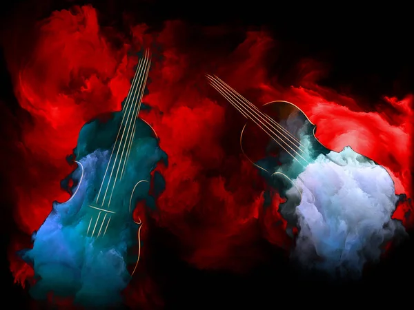 Série Music Dream Deux Violons Peinture Abstraite Colorée Comme Métaphore — Photo