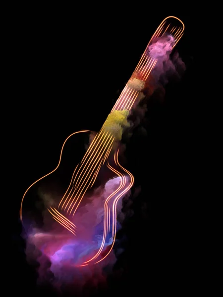 Série Sonho Musical Cenário Visualmente Atraente Feito Guitarra Pintura Colorida — Fotografia de Stock