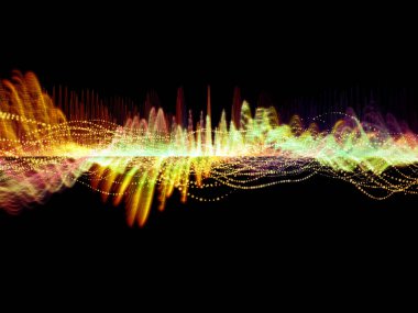 Dalga fonksiyonu serisi. Soyut renkli sinüs titreşimler, ışık ve ses ekolayzer, müzik konusunda fraktal öğeleri yapılmış tasarım spektrum ve kuantum olasılık