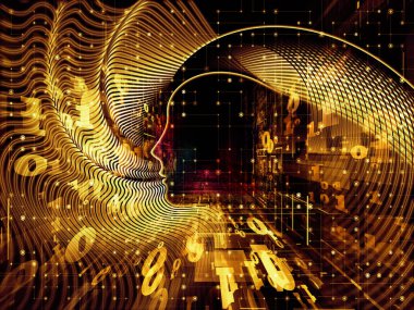 Adam ve numaraları serisi. Konuda bilim, bilgi teknolojileri ve eğitim kavramı mecaz olarak sembolik insan profili ve basamak yaratıcı düzenleme