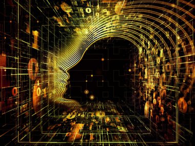 Adam ve numaraları serisi. Tasarım projeleri için fon olarak hizmet etmek için sembolik insan profili veya rakamdan yapılan bilim, bilgi teknoloji ve eğitim ile ilgili