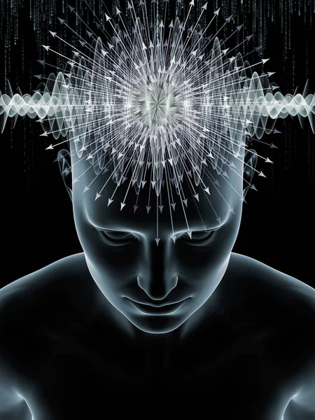 Mind Waves Series Visually Attractive Backdrop Made Illustration Human Head — Stock Photo, Image