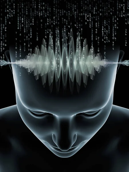 Serie Mind Waves Arreglo Ilustración Cabeza Humana Los Símbolos Tecnología —  Fotos de Stock