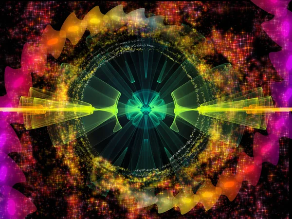 波動関数のシリーズ 色の正弦振動の相互作用 音のイコライザーをテーマに光とフラクタルの要素の音楽のスペクトルと量子確率 — ストック写真