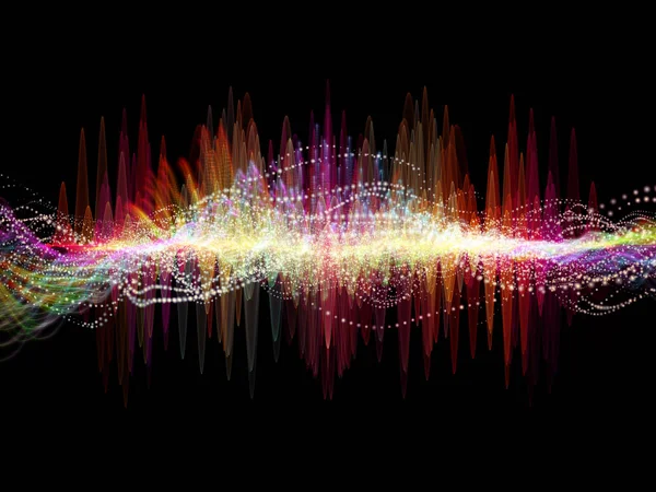 Wave Function series. Abstract design made of colored sine vibrations, light and fractal elements on the subject of sound equalizer, music spectrum and  quantum probability