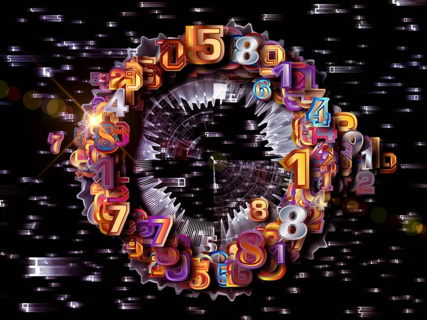 Zahlen Weltraumreihen Kreisförmiges Hintergrunddesign Aus Ziffern Und Fraktalmustern Zum Thema — Stockfoto