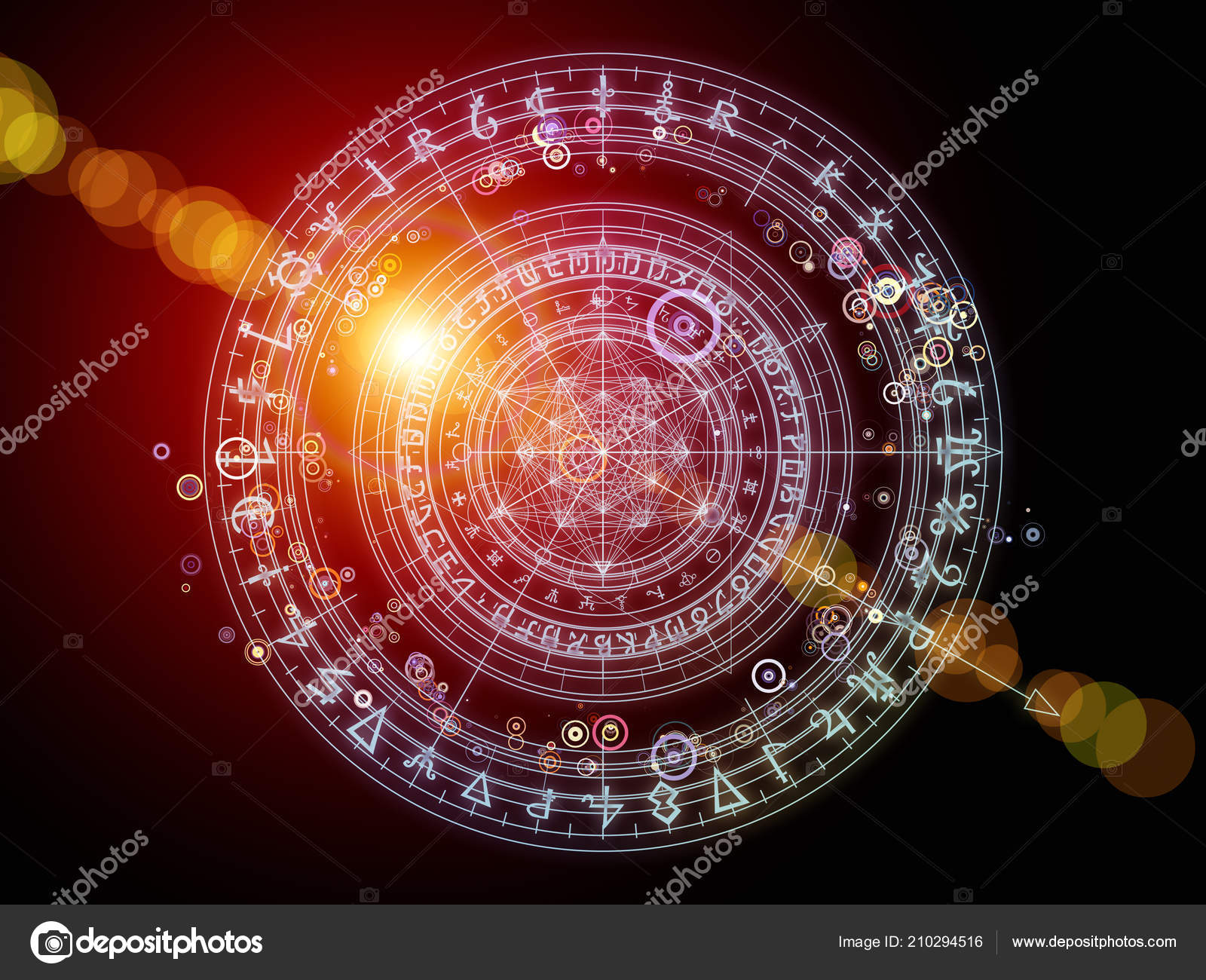 设计的分形元素神圣的符号和圆圈的主题神秘主义占星术和灵性圣圈系列——图库图片© agsandrew #210294516