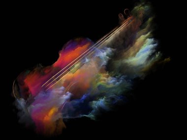 Müzik rüya serisi. Keman ve soyut renkli boya mecazi ilişki müzik aletleri, melodi, ses, performans sanat ve yaratıcılık ile kompozisyon