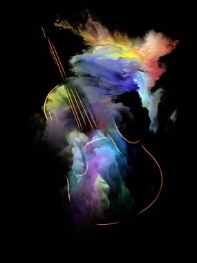 Müzik rüya serisi. Zemin keman ve soyut renkli boya oluşmaktadır ve müzik aletleri, melodi, ses, performans sanat ve yaratıcılık projelerde kullanıma uygun