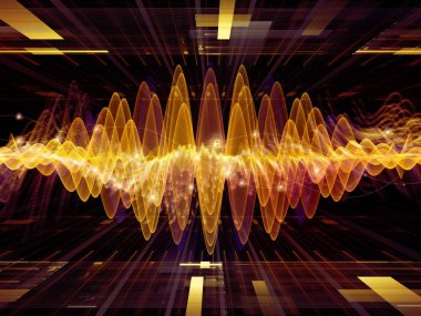 Dalga fonksiyonu serisi. Soyut renkli sinüs titreşimler, ışık ve ses ekolayzer, müzik konusunda fraktal öğeleri yapılmış tasarım spektrum ve kuantum olasılık