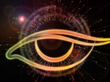 Bilgi Gözü serisi. Bilim, eğitim ve modern teknolojiyle ilgili projeler için arkaplan görevi görecek şekilde göz simgesi ve ok patlamasından oluşan tasarım