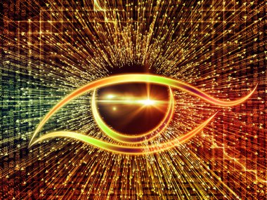 Bilgi serisi gözü. Göz simgesini ve ok aranjman bilim, eğitim ve modern teknoloji projeleri için uygun veri bloğu