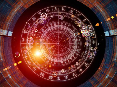 Arka plan tasarımı fraktal öğeleri, kutsal sembolleri ve Tasavvuf, gizli, Astroloji ve manevi konuda daireler. Kutsal daireler serisi.