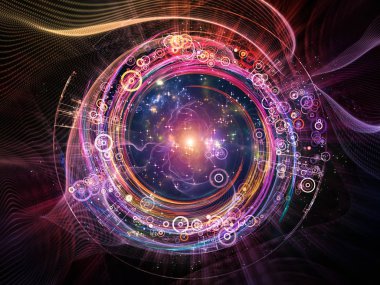 Fraktal öğeleri ve dairelerin modern teknoloji ve bilim konusunda tasarım