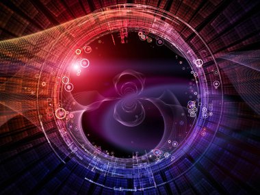 Fraktal öğeleri ve dairelerin modern teknoloji ve bilim konusunda tasarım