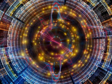 Dalga fonksiyonu serisi. Sanatsal soyutlama oluşan renkli sinüs titreşimleri, ışık ve fraktal öğeleri konu üzerinde ses ekolayzer, müzik spektrum ve kuantum olasılık