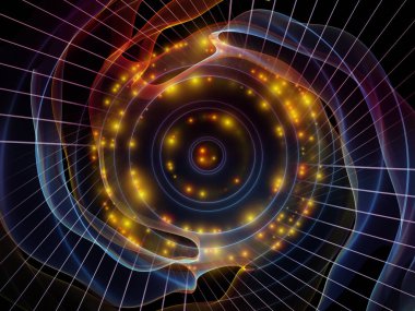 Dalga fonksiyonu serisi. Sanatsal soyutlama oluşan renkli sinüs titreşimleri, ışık ve fraktal öğeleri konu üzerinde ses ekolayzer, müzik spektrum ve kuantum olasılık