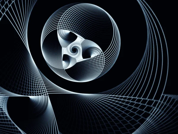 点と線のシリーズ アート デザインと技術のプロジェクトに適した円形フラクタル パターンの背景 — ストック写真