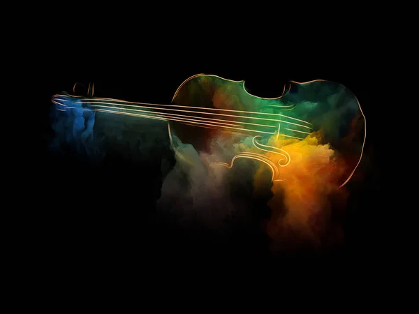 音乐梦系列 表演艺术和创造力主题的小提琴与抽象色彩绘画背景 — 图库照片