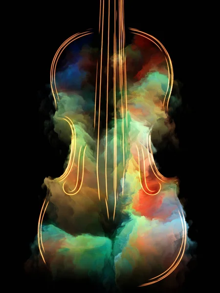 音楽夢シリーズ メロディ サウンド パフォーマンス アートと創造性の主題のためのヴァイオリンと抽象的なカラフルなペンキのグラフィック組成 — ストック写真