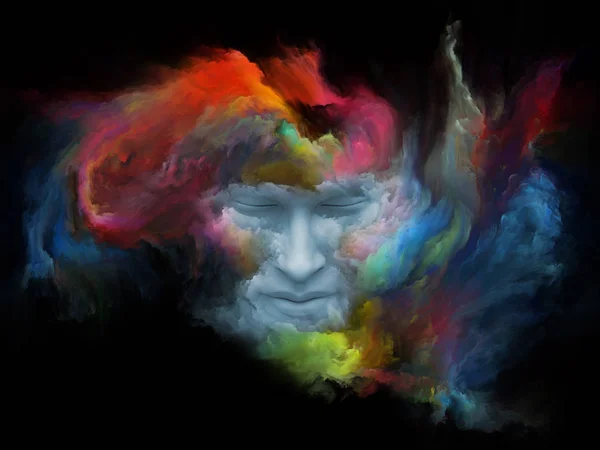 Serie Mind Fog Composición Del Rostro Humano Transformado Con Pintura — Foto de Stock