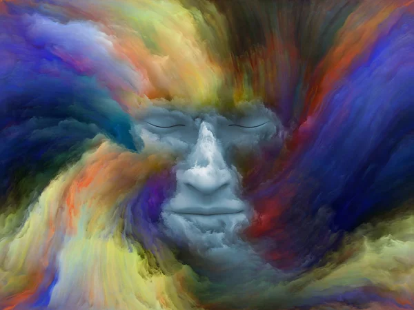 Серія Mind Fog Творче Розташування Людського Обличчя Фрактальною Фарбою Концептуальної — стокове фото