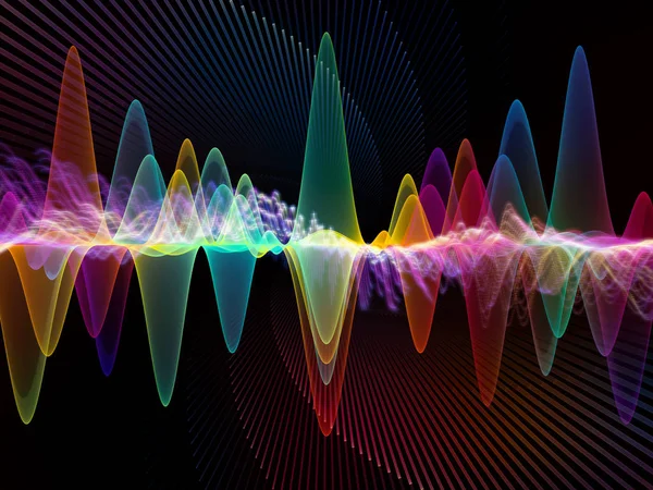 Série Wave Function Fond Vibrations Sinusoïdales Colorées Lumière Éléments Fractaux — Photo