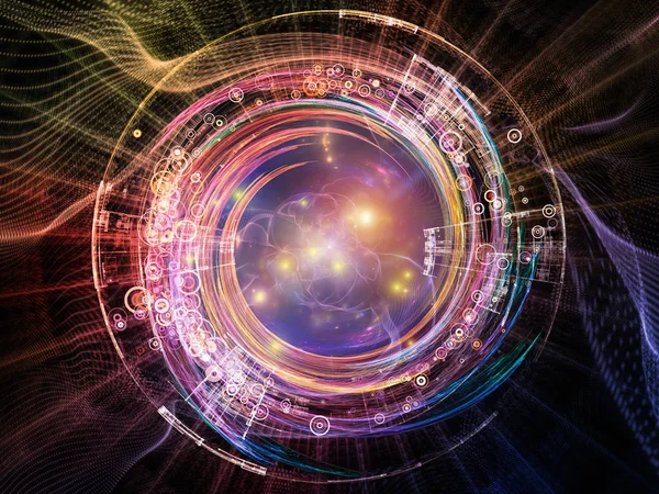 フラクタルの要素と科学と現代技術の件名上の円の設計 — ストック写真