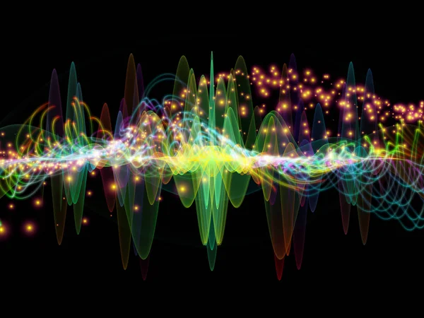 Wave Function series. Background design of colored sine vibrations, light and fractal elements on the subject of sound equalizer, music spectrum and  quantum probability