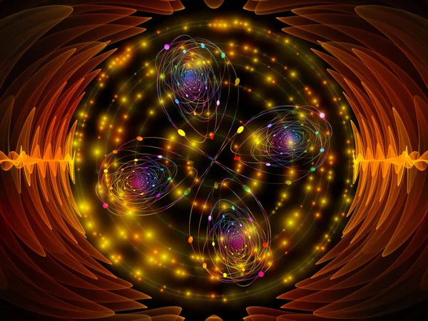 Wave Function series. Backdrop of colored sine vibrations, light and fractal elements on the subject of sound equalizer, music spectrum and  quantum probability