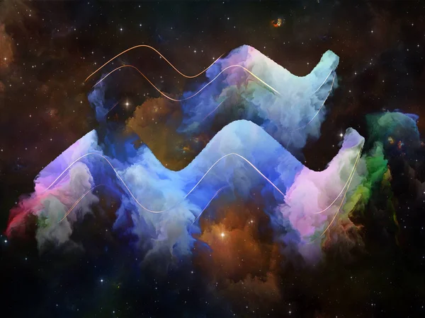 Nebulosa Dell Acquario Fusione Simbolo Zodiacale Vernice Frattale Sul Tema — Foto Stock
