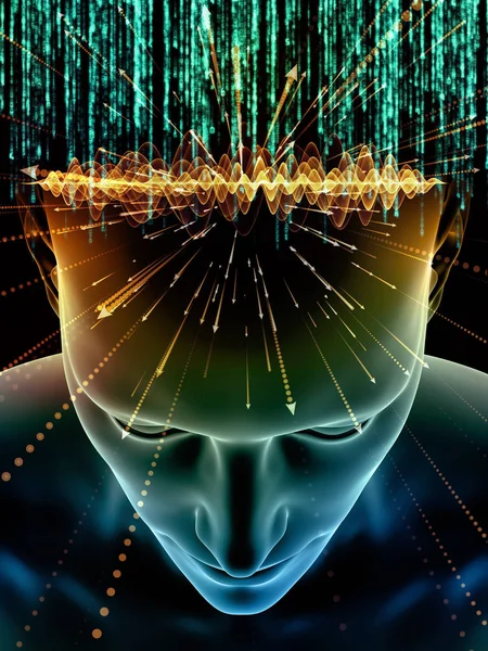 Elements Mind Series Illustration Human Head Symbols Technology Subject Science — Stock Photo, Image