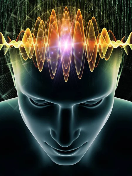 Umysł Serii Fale Streszczenie Projektu Wykonane Ilustracja Głowy Człowieka Technologii — Zdjęcie stockowe