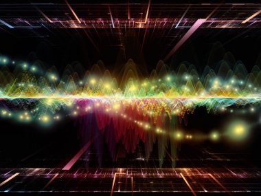 Dalga fonksiyonu serisi. Arka plan yapılmış renkli sinüs titreşimleri, ışık ve ses ekolayzer, projelerde birlikte kullanılması fraktal öğeleri için müzik spektrum ve kuantum olasılık