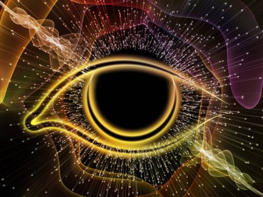 Bilgi serisi gözü. Bilim, eğitim ve modern teknoloji projeleri için göz simgesini ve ok patlama