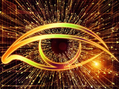 Bilgi serisi gözü. Göz simgesini ve ok soyut kompozisyon yassı olup, bilim, eğitim ve modern teknoloji ile ilgili projeler patlama