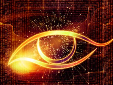 Bilgi serisi gözü. Göz simgesini ve ok soyut kompozisyon yassı olup, bilim, eğitim ve modern teknoloji ile ilgili projeler patlama