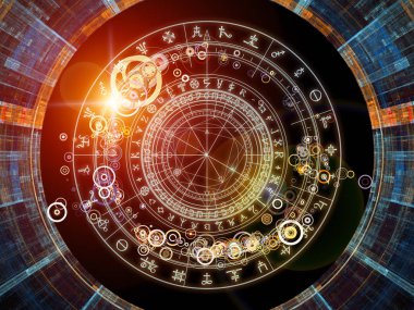 Arka plan tasarımı fraktal öğeleri, kutsal sembolleri ve Tasavvuf, gizli, Astroloji ve manevi konuda daireler. Kutsal daireler serisi.
