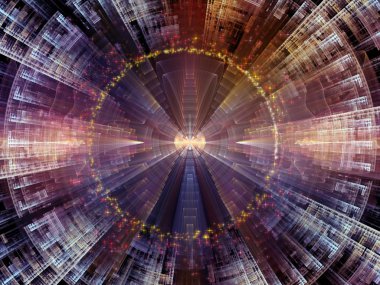 Dalga Fonksiyonu serisi. Renkli sinüs titreşimlerinden, ses eşitleyicisi, müzik spektrumu ve kuantum olasılığına uygun ışık ve fraktal elementlerden oluşan görsel çekici arkaplan